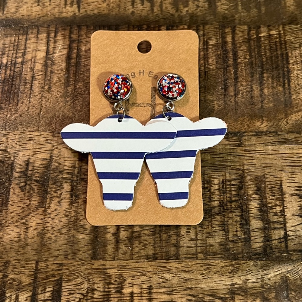 New glitter leather cow earrings